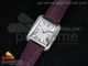 Tank Anglaise SS JF White Textured Dial on Purple Leather Strap A2688