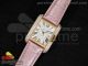 Tank Anglaise RG JF White Textured Dial Diamonds Bezel on Pink Leather Strap A2688