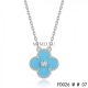 Van Cleef & Arpels Vintage Alhambra Pendant Necklace White Gold 1 Motif Turquoise with Round Diamond