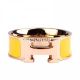 Hermes Yellow Enamel Clic H Ring Pink Gold