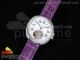 Cle de Cartier Tourbillon SS 35mm White Textured Dial on Purple Croco Strap