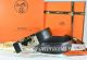 Hermes Reversible Belt Black/Black Snake Stripe Leather With 18K Gold Coach Buckle