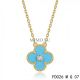 Van Cleef & Arpels Vintage Alhambra Pendant Necklace Yellow Gold 1 Motif Turquoise with Round Diamond