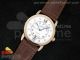 Ronde Solo De Cartier RG White Dial Diamonds Markers on Brown Leather Strap A2824