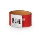 Hermes Red Leather Kelly Dog Bracelet with White Gold Plated Clasp