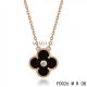Van Cleef & Arpels Vintage Alhambra Pendant Necklace Pink Gold 1 Motif Black Onyx with Round Diamond
