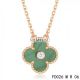 Van Cleef & Arpels Vintage Alhambra Pendant Necklace Pink Gold 1 Motif Malachite with Round Diamond