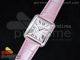 Tank Anglaise SS 1:1 White Textured Dial on Pink Leather Strap A2688