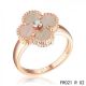 Van Cleef and Arpels Vintage Alhambra Ring Pink Gold Grey Mother of Pearl with Diamond