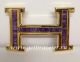Hermes Reversible Belt 18k Gold With Purple Diamonds H Buckle
