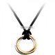 Trinity De Cartier Necklace Outlet 3-Gold Pendant Black Rope Diamond Pendant